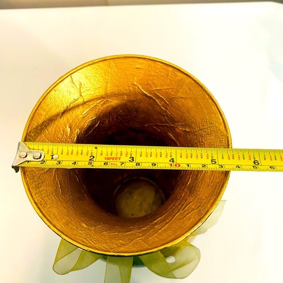 Decoupaged Fall Autumn Glass Vase Early ‘90s Leaves Large Vintage 11 x 6 Inches - Picture 9 of 10